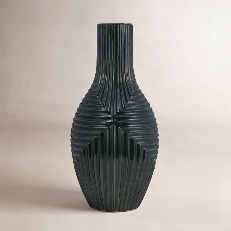Vase en céramique Amrita Tribal, Vert