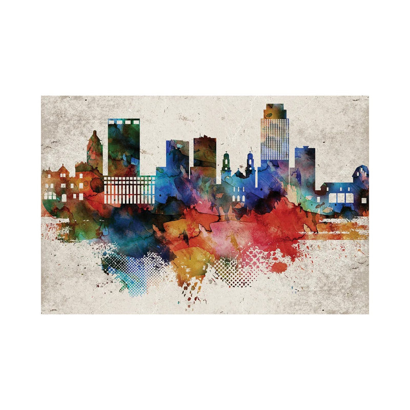 Omaha Abstract Skyline by WallDecorAddict - Wrapped Canvas Painting, 66.04cm H x 101.6cm W x 1.9cm D
