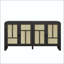 Armoire de rangement en rotin avec 4 portes et tablettes réglables