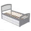 Lit plateforme simple en bois massif avec 6 tiroirs, gris et blanc