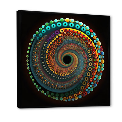 Iridiscdent Pointillism Spiral Turquoise Shades I - reproduction sur toile