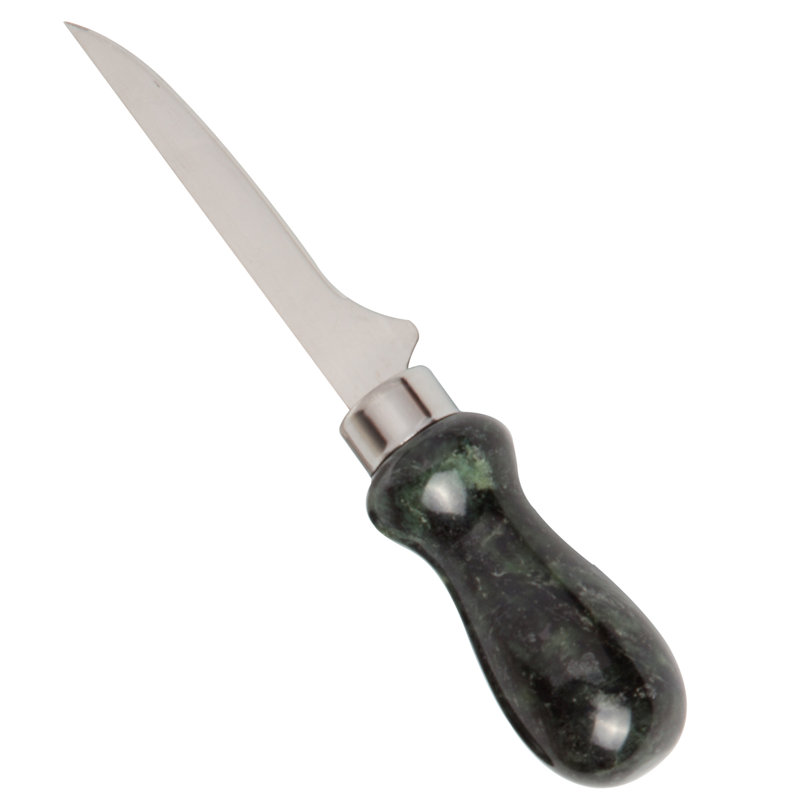 Creative Home Natural Green Marble Handle Set of 4 pc Multipurpose Cheese Knife Cutter Spreader Set includes Pronged Knife Hard Cheese Knife and Chisel Knife