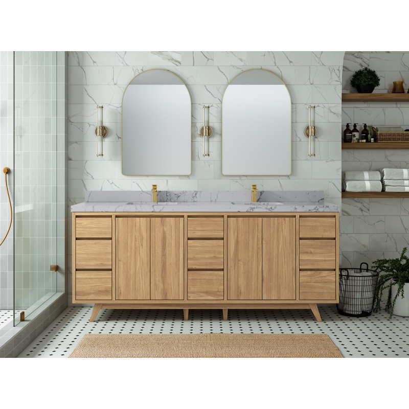 Ensemble de meuble-lavabo double 84 po, Quartz Venatino