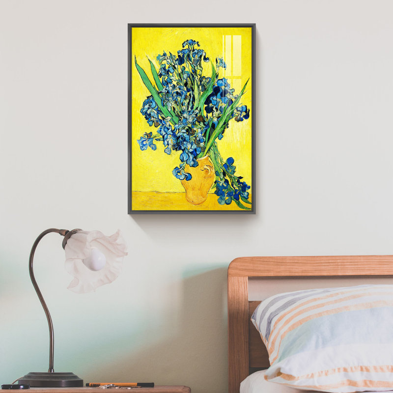 «Still Life with Irises» par Vincent Van Gogh - reproduction d'art sur toile simple, Cadre noir, H 16 po x l 12 po x P 1,3 po