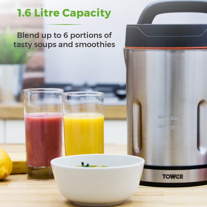Tower Soup & Smoothie Maker with Intelligent Control System and Stainless Steel Jug 1000W 1.6 Litre