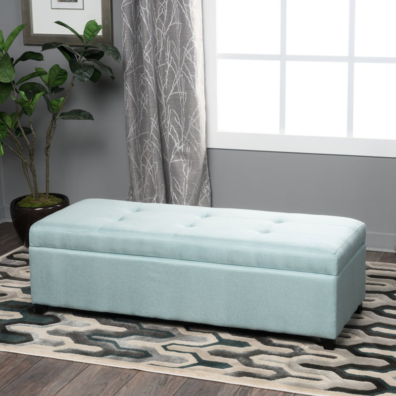 Banc en tissu bleu pour des besoins de rangement supplémentaires - plusieurs pièces idéales augmentent la capacité du salon, du bureau et de la chambre à coucher
