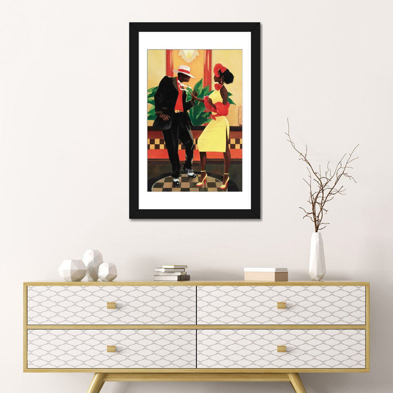 «Night Out II», impression sur toile, H 24 po x l 16 po x P 1 po, Papier d'art encadré noir, Blanc