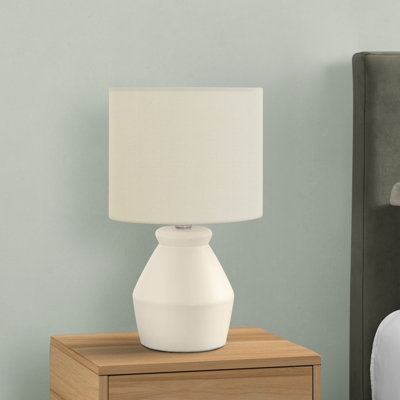 H 17 po, lampe de table, céramique crème, abat-jour ivoire / crème, lampe de table