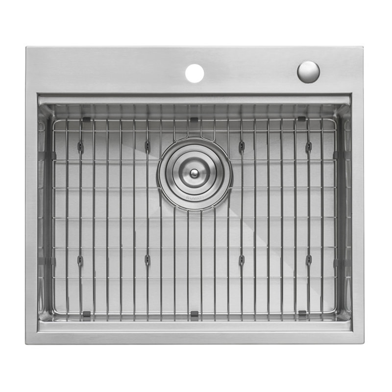 Siena 25" L x 22" W Drop-In Kitchen Sink with Basket Strainer