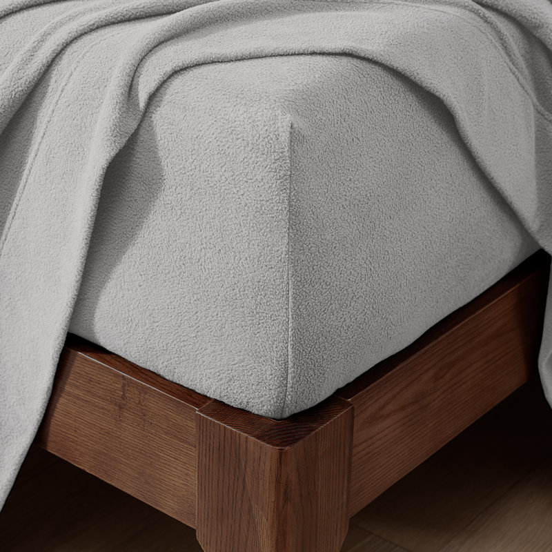 Micro Fleece Super Soft Fitted Sheet, Twin Fitted Sheet, Light Gray