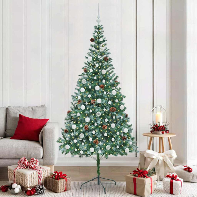 vidaXL Artificial Christmas Tree with Stand Green PVC and Steel, 6.89 ft