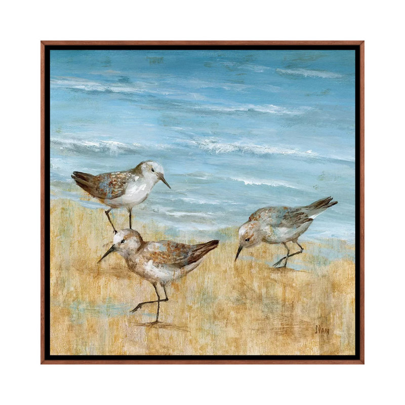 "Sandpipers II" par Nan, reproduction d’art, Pas de tapis, H 26 po x l 26 po x P 1,5 po, Toile avec cadre en bois classique
