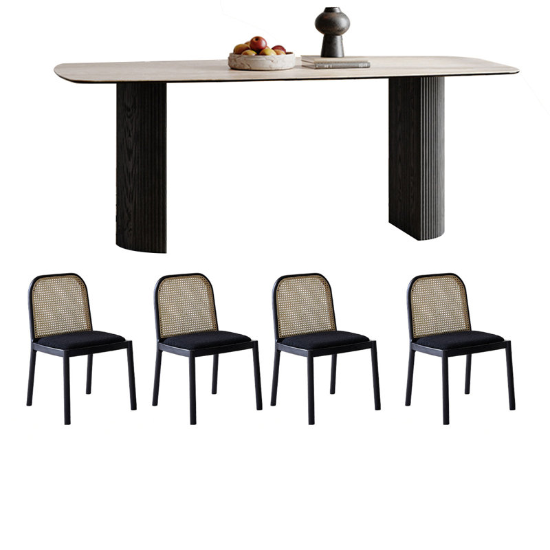 Ensemble de table à manger et de chaises de style rétro français, H 29,52 po x L 70,86 po x l 35,43 po