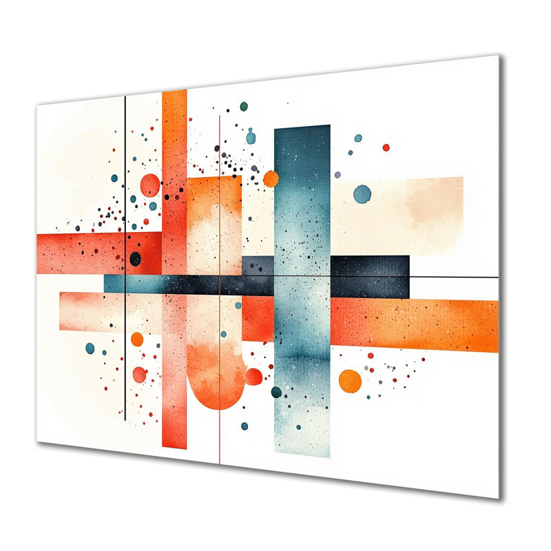 Rectangle dynamique équilibre géométrique III - décoration murale géométrique en métal, impression moderne sur métal