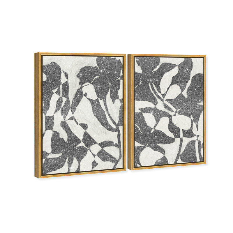 Contrast Nature Set Canvas Abstract Print by Oliver Gal, Black Frame, 10 x 15, 32"H x 22"W, Gold Floater Frame