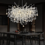 Akari Tree Branch Teardrop Chandelier Lighting, D24", Silver