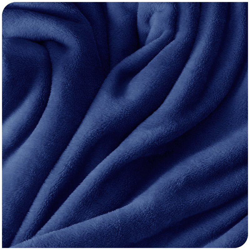 Lacey-Louise 100% Polyester Soft Reversible Mink Faux Plush Fur Fleece Throw/ Blanket, W130 x L150cm, Navy