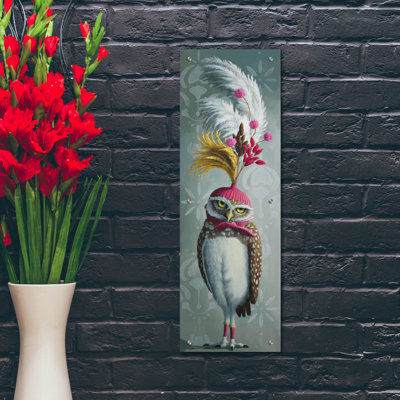'Lady Owl'  by Heather Gauthier Art Acrylic Glass Wall Art, 12" x 36"
