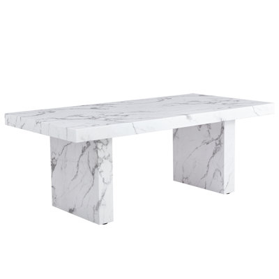 Luxurious Marble Pattern MDF Dining Table - A Choice Of Subtle Luxury For Your Home.The White Kitchen Dining Table Has Patterns And Is Suitable For 8-10 People.
