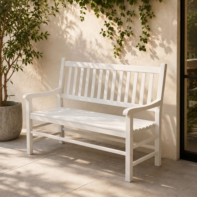 Almah Outdoor Bench, White