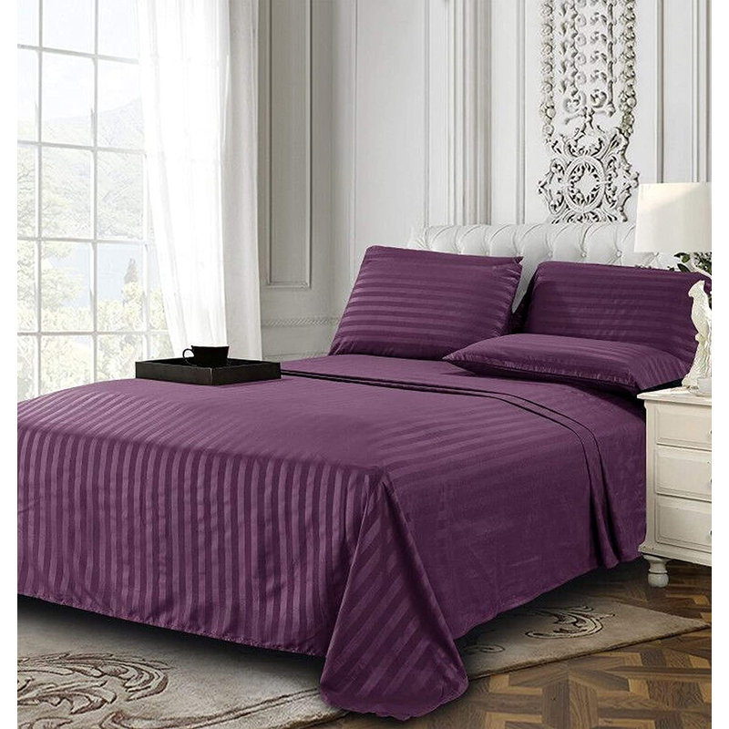 Microfiber Sheet Set, King Sheet Set + Fitted Sheet + 4 Pillowcases, Lilac