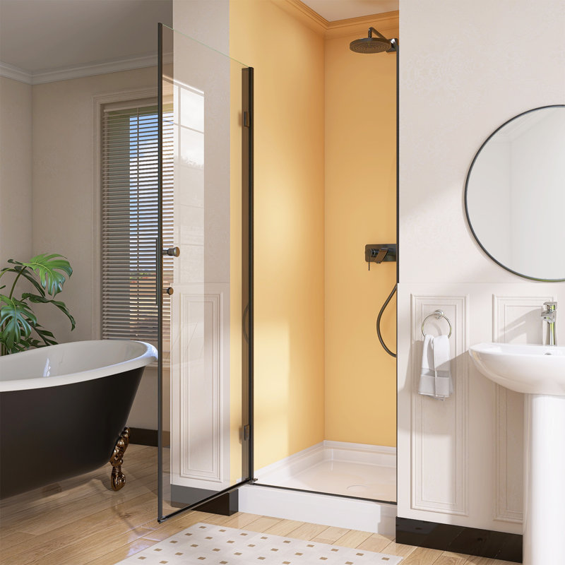 Pivot Shower Doors 32" -33.25" W x 72" H Door Frameless Pivot Swing Shower Door with Tempered Glass, Left Opening