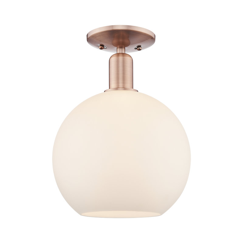 Plafonnier semi-encastré 1 lumière 14 po Arcadia - Chippenham - abat-jour blanc mat, H 13,5 po x l 10 po x P 10 po, Blanc mat