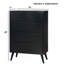 Commode Mid-Century moderne noire à 4 tiroirs avec poignées encastrées et fuselées-1103548814