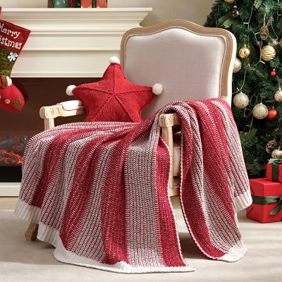 Luxurious Chunky Knit Soft Chenille Two-Tone Throw Blanket