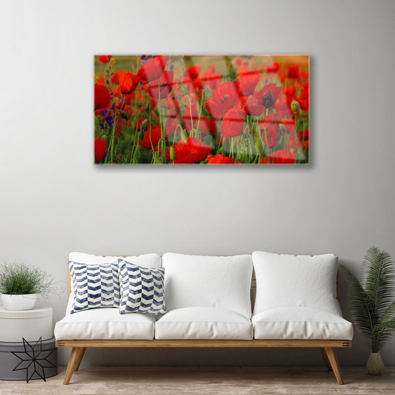 Floral Poppies - No Frame Print on Glass
