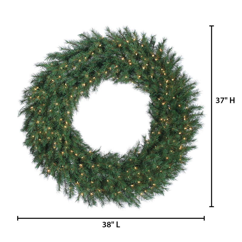 Grand Aspen Spruce Wreath With 500 Tips And 600 Warm White LED Lights