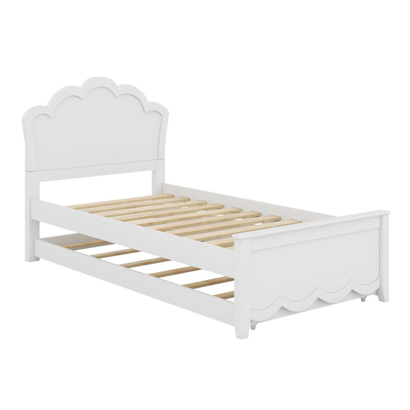 Lit plateforme simple en bois avec tête de lit et lit gigogne