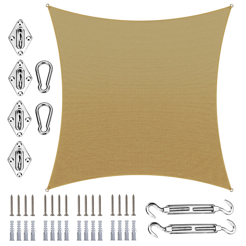 Toile d'ombrage carrée Royal Shade avec quincaillerie, 16 pi x 16 pi, Beige clair