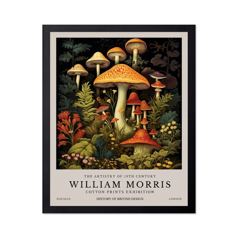 William Morris - Champignons No1, Black Framed, Poster, 11"H x 14"W