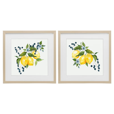 Ensemble sous-verre à motif d'agrumes et de baies agrumes 2 pièces, design par Livi Finn