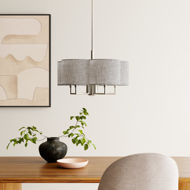Vino Dimmable Drum Chandelier, Gray, 14.75"H x 24"W x 24"D