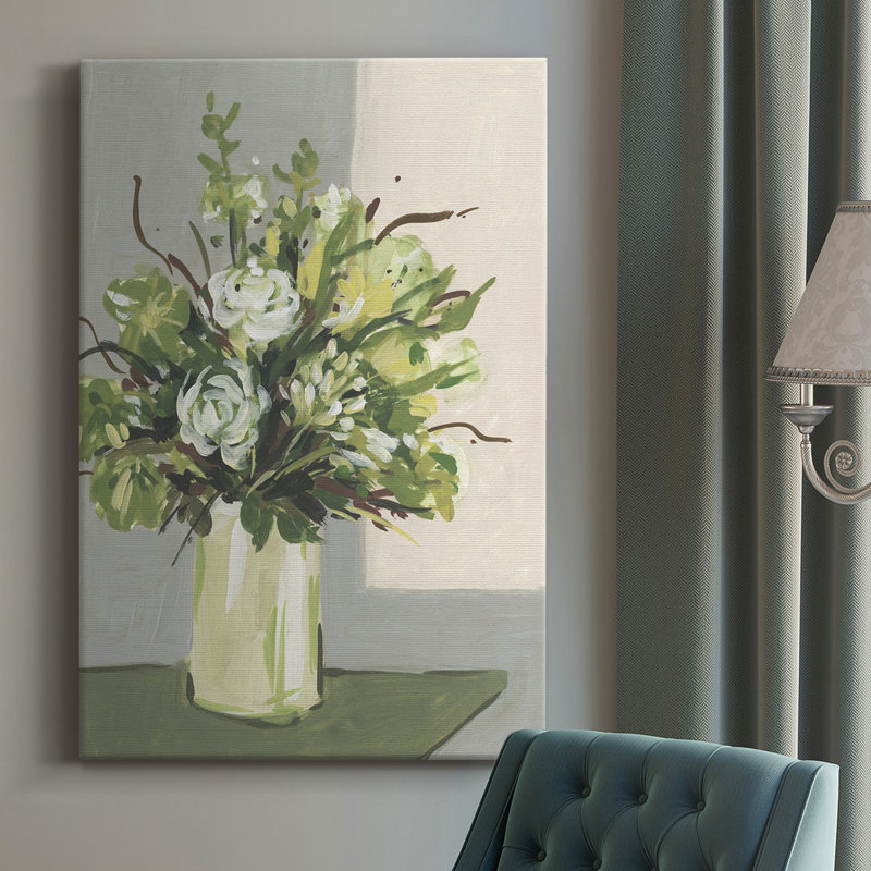 Elegant Floral II - peinture sur toile tendue, H 12 po x l 8 po x P 1,5 po