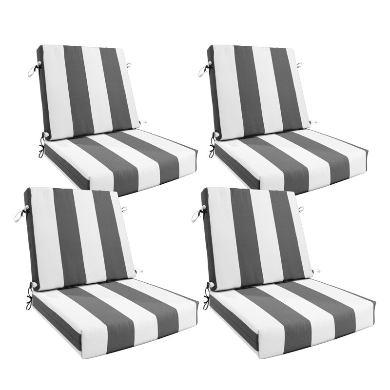 Ensemble de coussins de chaise d'extérieur 4 pièces 4 pièces, 4, Black/White