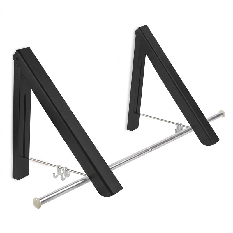 Foldable Wall Mounted Clothes Rack - Space-Saving Aluminum Hanger