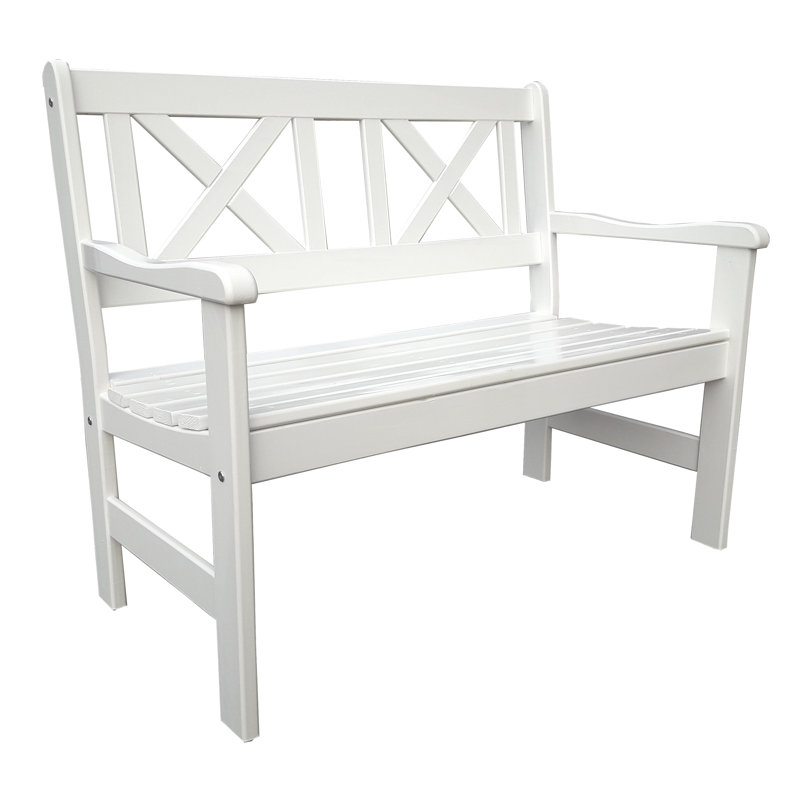 Bradon Solid Wood Pine Outdoor Bench, 88cm H x 107cm W x 61cm D, White