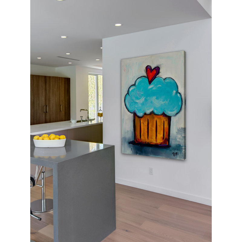 Blue Cupcake by Tori Campisi - Wrapped Canvas Painting, 152 cm H x 102 cm W