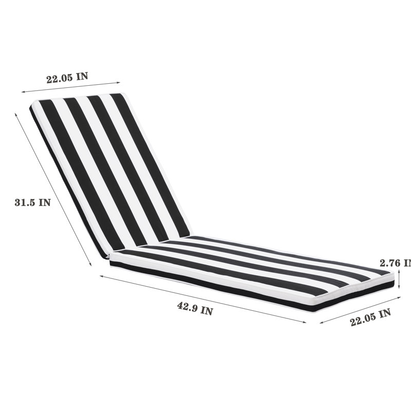 2Pcs Outdoor Seat Cushions, Fine Cloth, & Colorfast, Removable Zippered Cover, High Resilience Sponge Interior, Adjustable Straps Lounge Chair Cushion Replacement - , Blocking, Fade , Zipper Covers,
