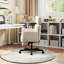 Chaise de bureau rembourrée à pieds croisés avec accoudoirs réglables, fauteuil de direction ergonomique pivotant avec appui-tête-615426872