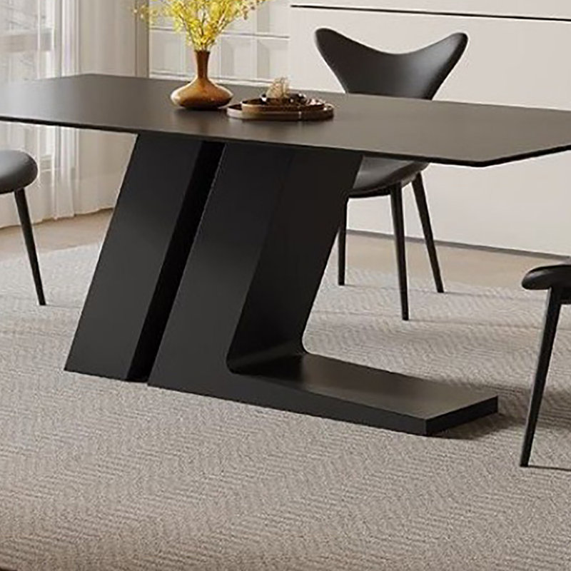 Modern Black Rock plate Dining Table, 29.5"H x 70.9"L x 35.4"W