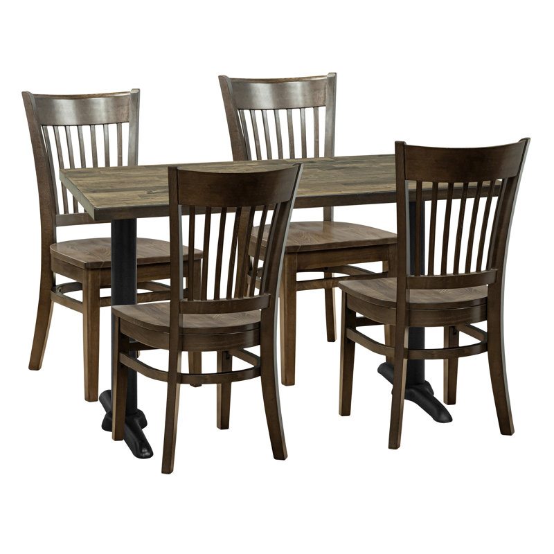 Ensemble de salle à manger 4 personnes - Dessus antique avec chaise d'appoint Julia, Brun, Brun