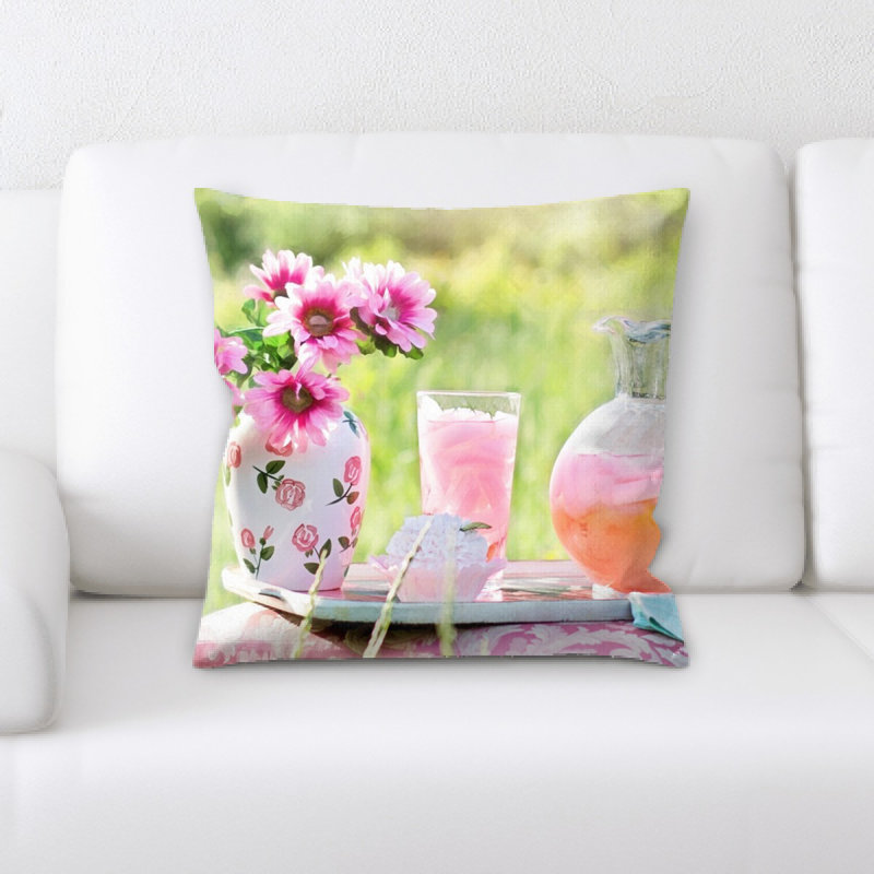 Coussin décoratif limonade rose