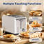 Grille-pain 2 tranches en acier inoxydable YSSOA, 6 fonctions de brunissage et fonctions bagel / dégivrage / annulation, four compact rétro, fente extra large, ramasse-miettes amovible-115327968