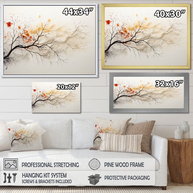 White And Yellow Tree Whispering Willows - Floral Wall Art Prints31, Blanc, H 24 po x l 32 po x P 1 po