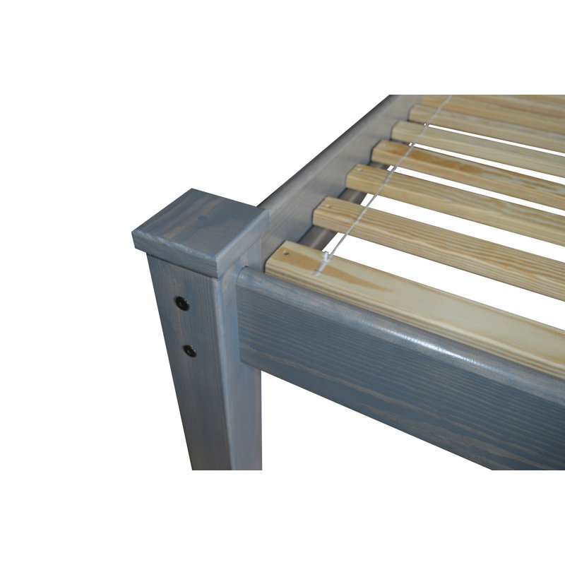 Base de lit en bois massif Homestead, Gris, Grand