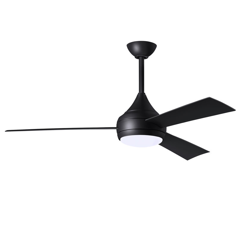 Donaire LED Outdoor Downrod Ceiling Fan, Matte Black, Matte Black
